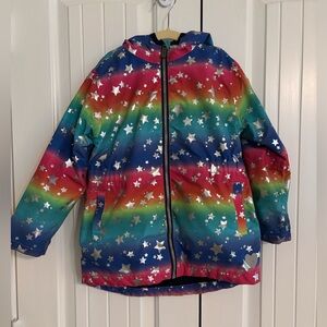HATLEY rainbow microfiber rain jacket. Size 6.